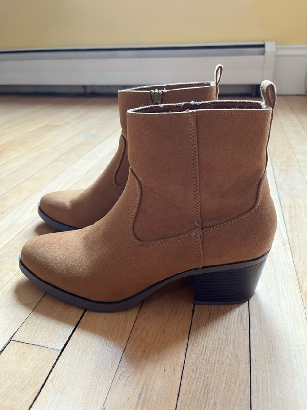 Old Navy Camel Suede-Look Ankle Booties